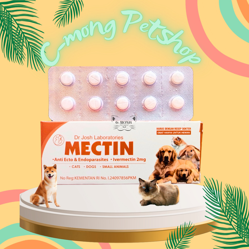 Mectin Ivermectin 2mg Obat Anti Parasit Untuk Kucing Anjing dan Hewan Kecil (1 Blister & 1 Box)