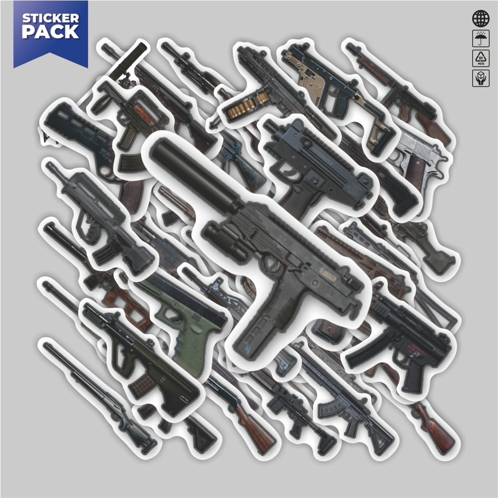 

[100PCS]Stiker Pack Stiker Game PUBG Weapons Aesthetic Vinyl Anti Air Dekorasi Sticker Laptop Buku Journal Koper Helm Casing HP Gitar Helm Skateboard