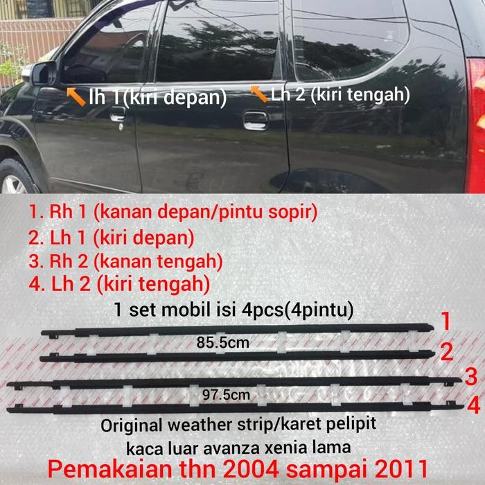 weather strip karet pelipit list kaca luar avanza xenia lama vvti 1set