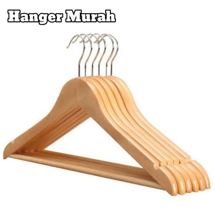 

Hanger Kayu Palangan Premiun Dewasa - 1 Lusin (12 pcs) - Pakaian - Natural, Palangan