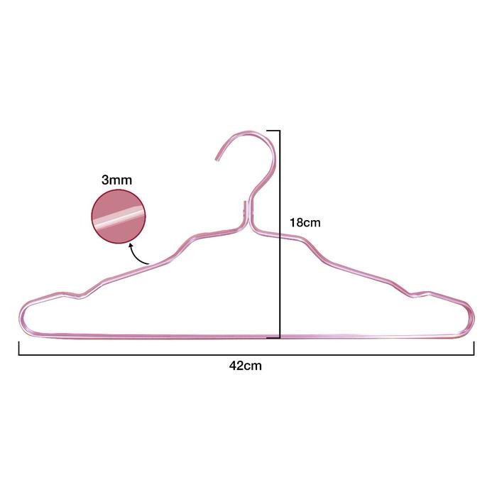 

Hanger Alumunium Anti Karat Rosegold & Silver isi 5pcs - Merah Muda