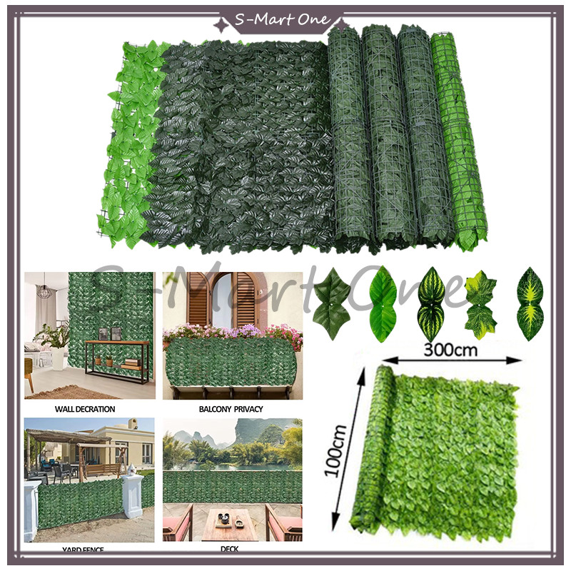 SM Rumput Dinding Sintetis Dekorasi Dinding Daun Rambat Pagar 3 Meter x 1 Meter Premium/Tanaman Hias