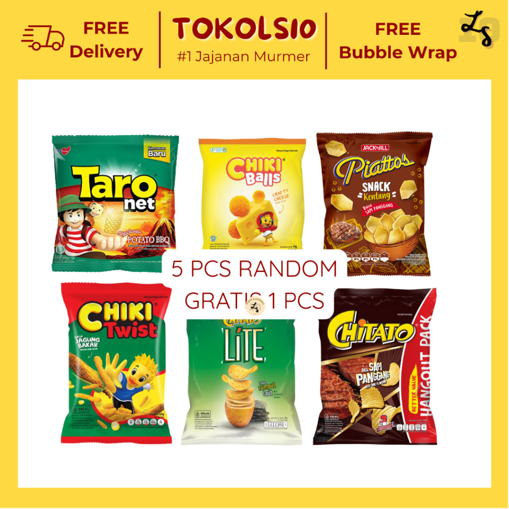 

[5 PCS GRATIS 1 PCS] Chiki Ciki Taro/Chitato/Piattos/Chiki Twist/Chiki Balls/Potato Q