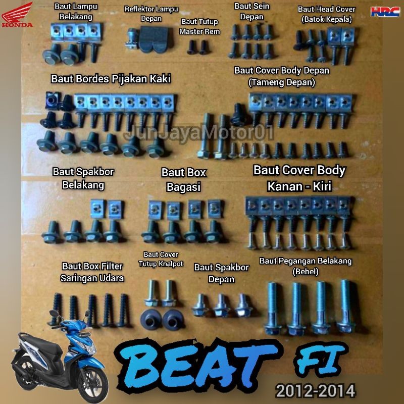COD / Promo / original / Baut Full Set Beat Fi / Baut Full Body Honda Beat Fi 2012-2014 Motorcycle