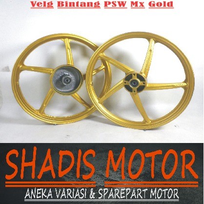 Velg Bintang Motor Merk PSW Ukuran 140/160 Ring 17 Motor Jupiter MX Warna Gold Velg Palang Motor Dep