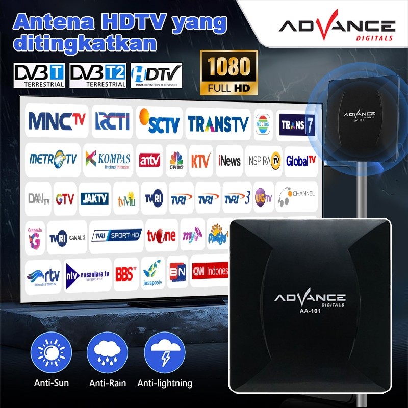 ADVANCE Antena TV Indoor Outdoor TV Digital Analog Tabung dan LED