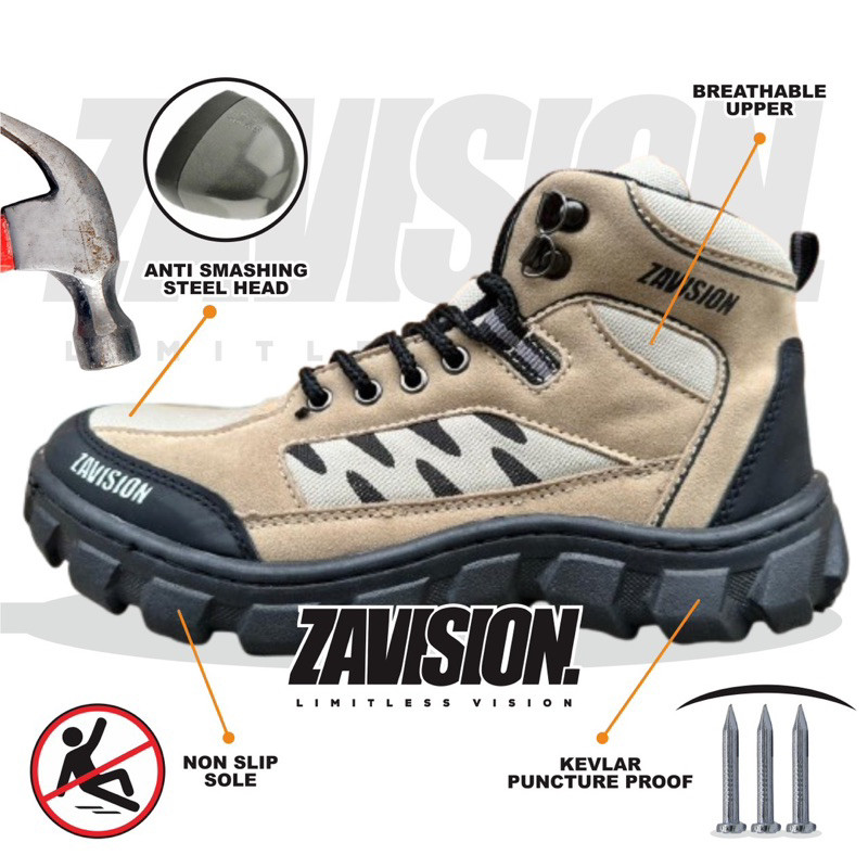 ZAVISION sepatu safety ujung besi sepatu hiking outdoor sepatu gunung olahraga Z-23