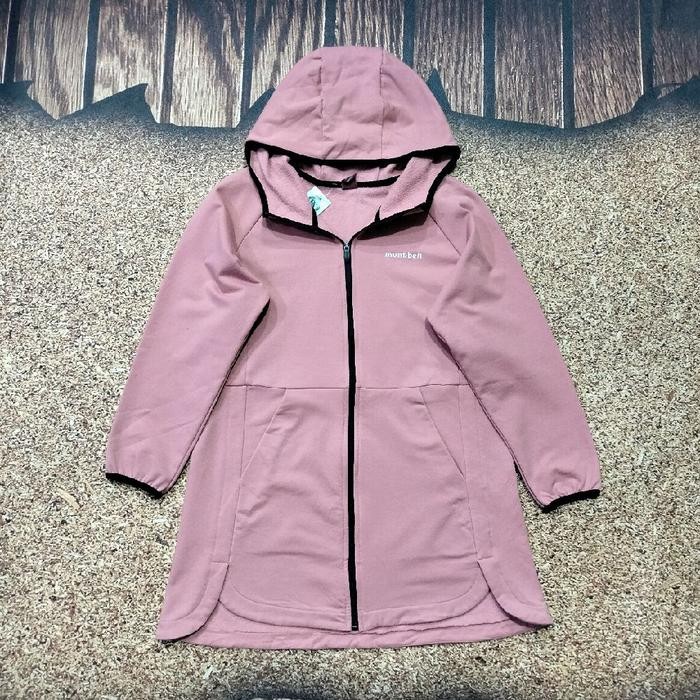 zip hoodie wanita MONT BELL jaket jemper murah bagus warna peach long size M
