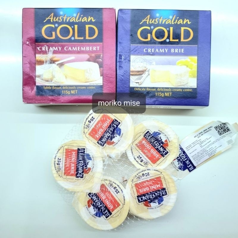 ile de france PETIT BRIE cheese 125 gr / AUSTRALIAN GOLD CAMEMBERT cheese keju mini brie cremeux & a