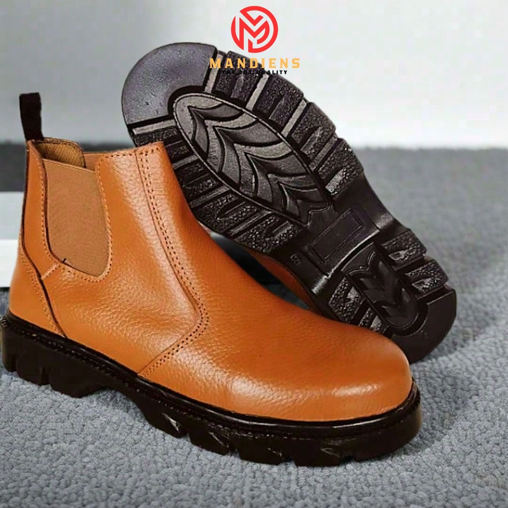 Mandiens SE315 Sepatu Safety Chelsea Boots Kulit Sapi Asli - Sepatu Septi Boot Pria Wanita