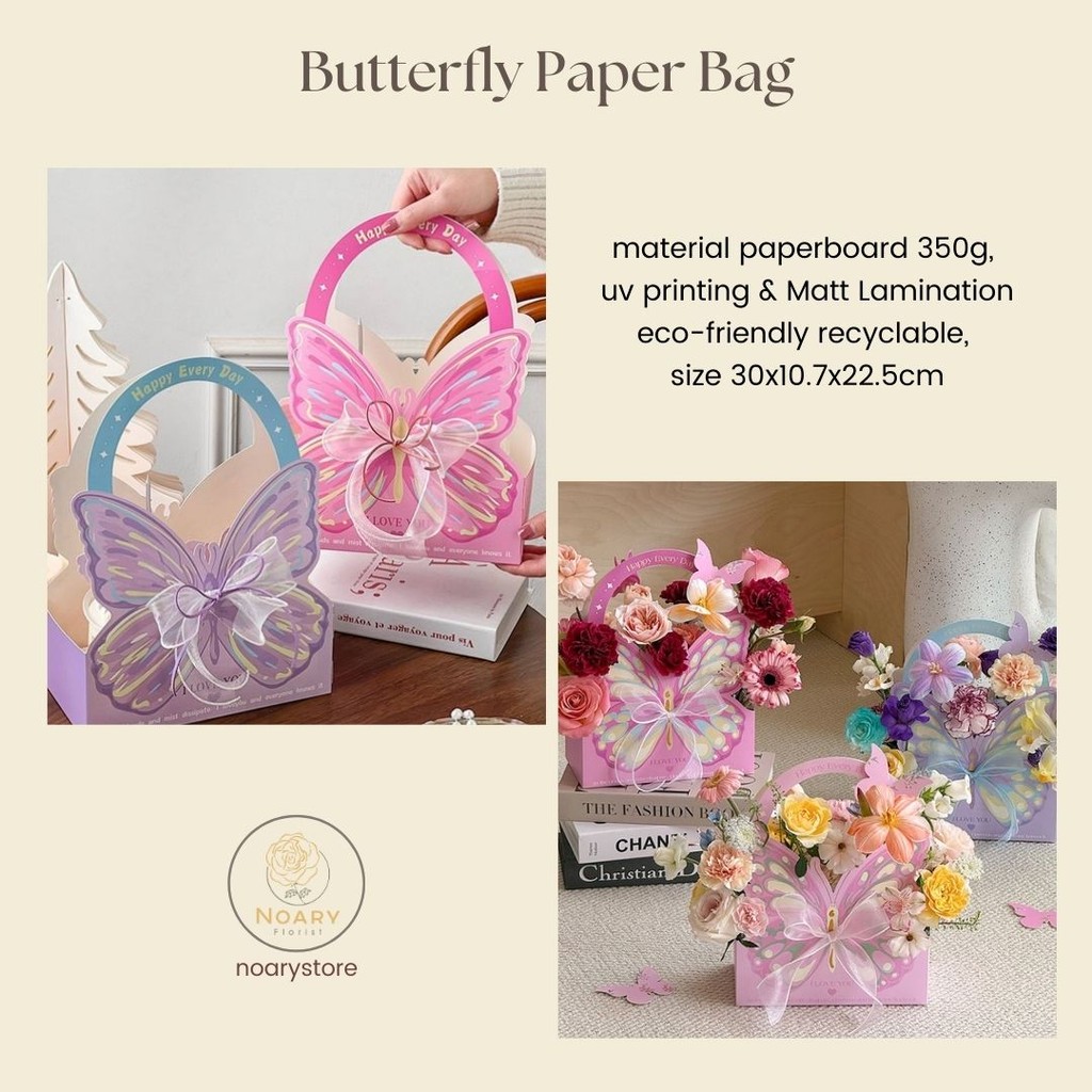 

BUTTERFLY PAPER BAG / KERANJANG BUKET BUNGA / AKSESORIS BUKET / FLORIST BAG SUPPLY / FLOWER BASKET / PLASTIC BAG
