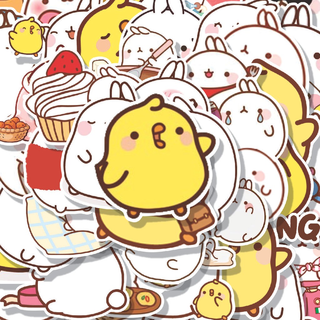 

100PCS Lucu Stiker Kartun Molang & Piu Piu Stiker Aesthetic Stiker Anti Air Stikers Berperekat Waterproof sticker decal buat Motor Helm Buku Journal Koper Casing HP Laptop Botol Minum Hadiah anak