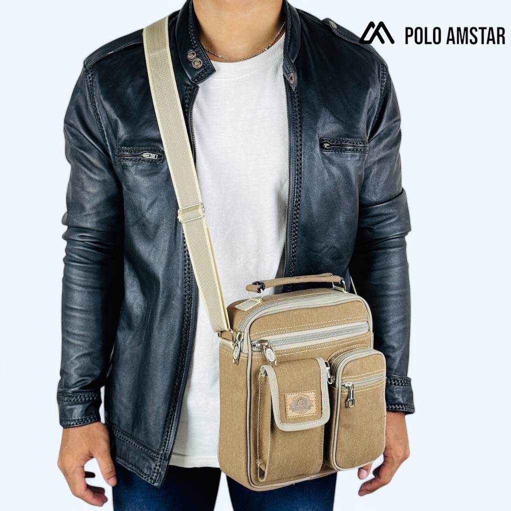 POLO AMSTAR Tas Selempang Pria Kanvas