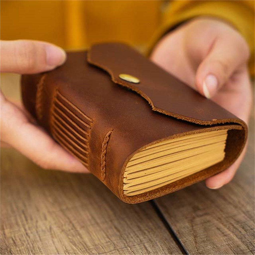 

Genuine Leather Portable Notepad Retro Male Notebook Handmade Cowhide Small Diary Neutral Graffiti Book Planner Wholesale