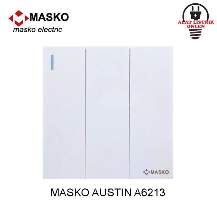 MASKO IB SAKLAR TRIPLE AUSTIN PUTIH A-6213 (A-6213) AUSTIN SAKLAR 3 GANG TRIPEL SNI ORIGINAL