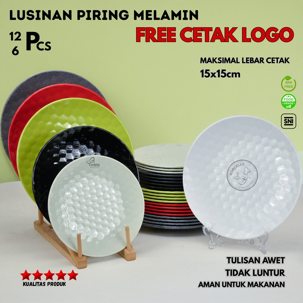 Lusinan Piring Melamin Bulan Bertekstur [GRATIS Cetak Logo] Piring Makan Resto Cafe Hotel Catering