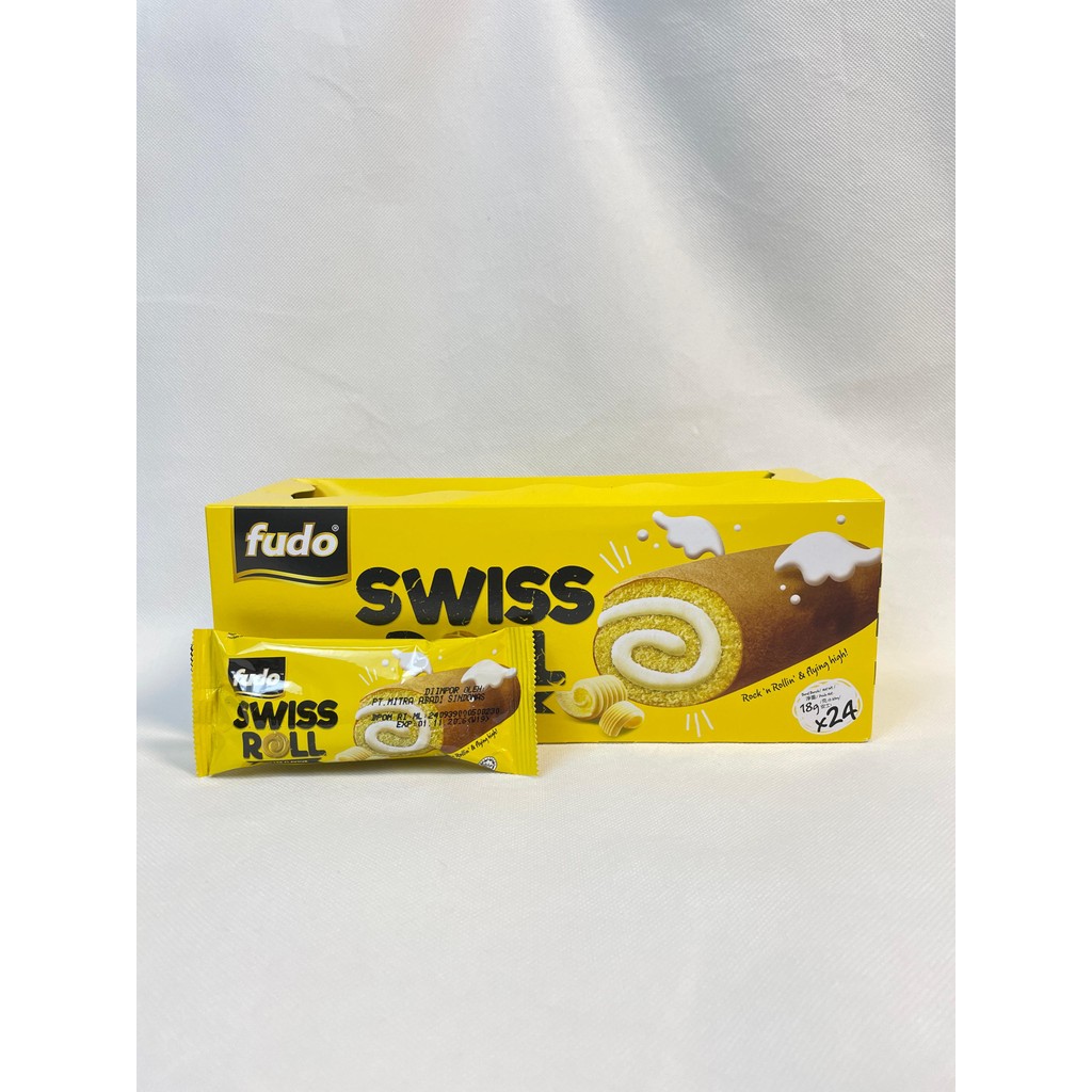 

PALUBUTUNG - Fudo Swiss Roll 1 box (24 pcs @18gr) Pandan Coklat Strawberry Butter Tiramisu
