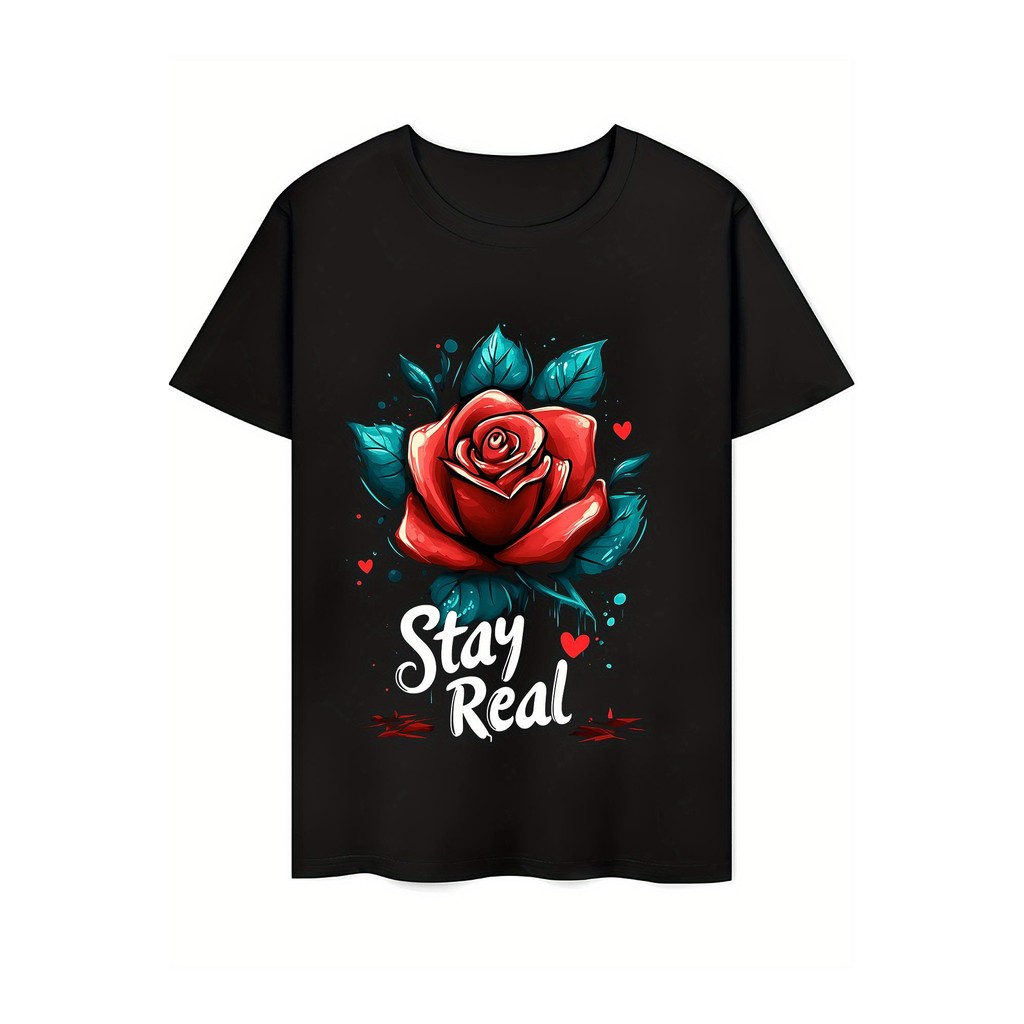 Kaos Pria Motif Mawar,  Gaya Casual