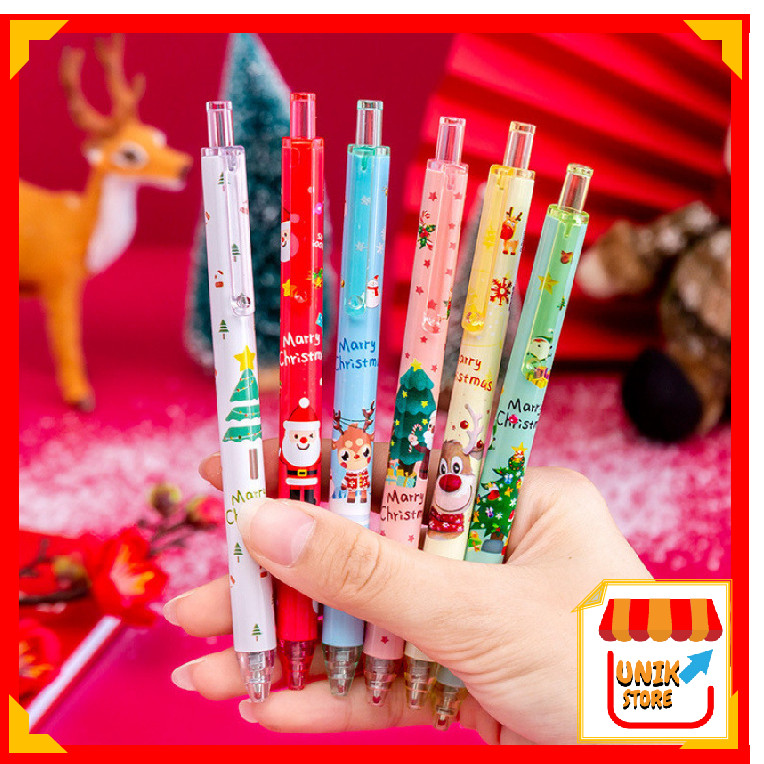 

UNIK - S1330 Pena Gel Natal 6 in 1 / Pulpen Souvenir Kado Christmas / Perlengkapan Tulis / Pulpen Gel