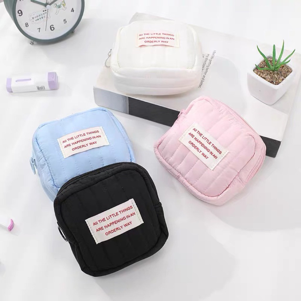 MINI AESTHETIC KOREAN POUCH / POUCH TEMPAT LIPSTICK KOIN CHARGER PEMBALUT /  TAS SKINCARE MAKEUP KOS