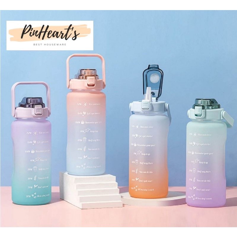 HSO - BOTOL AIR MINUM VIRAL 2LITER DENGAN PENANDA WAKTU | BOTOL AIR VIRAL | BOTOL MINUM