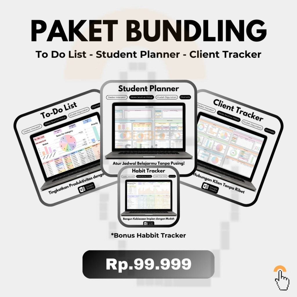 [T026] Paket Bundling To do List 1 + Student Planner + Client Tracker - Template untuk mengatur kegi