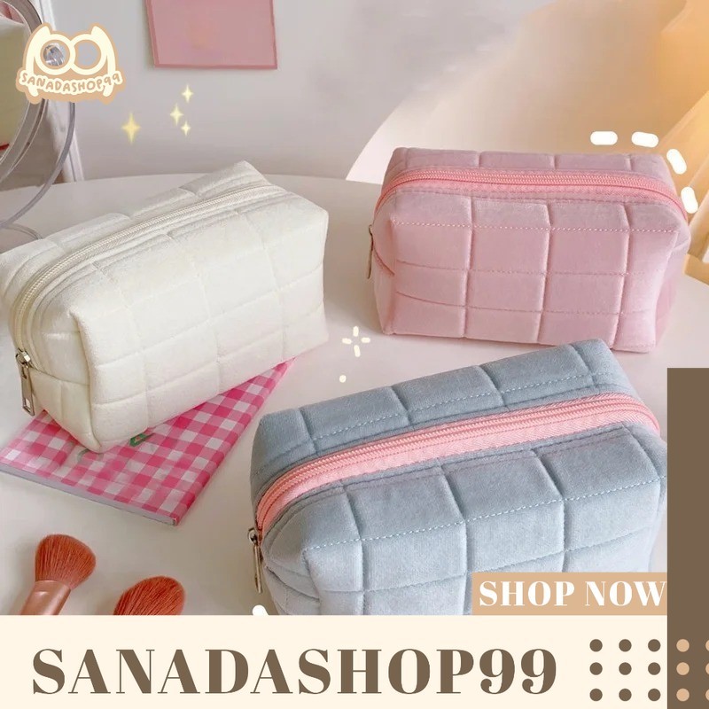(ACC180) Pouch Kosmetik Lucu Pastel Kotak Pensil Sleting Velvet Aesthetic Tempat Pensil Bulu Kotak