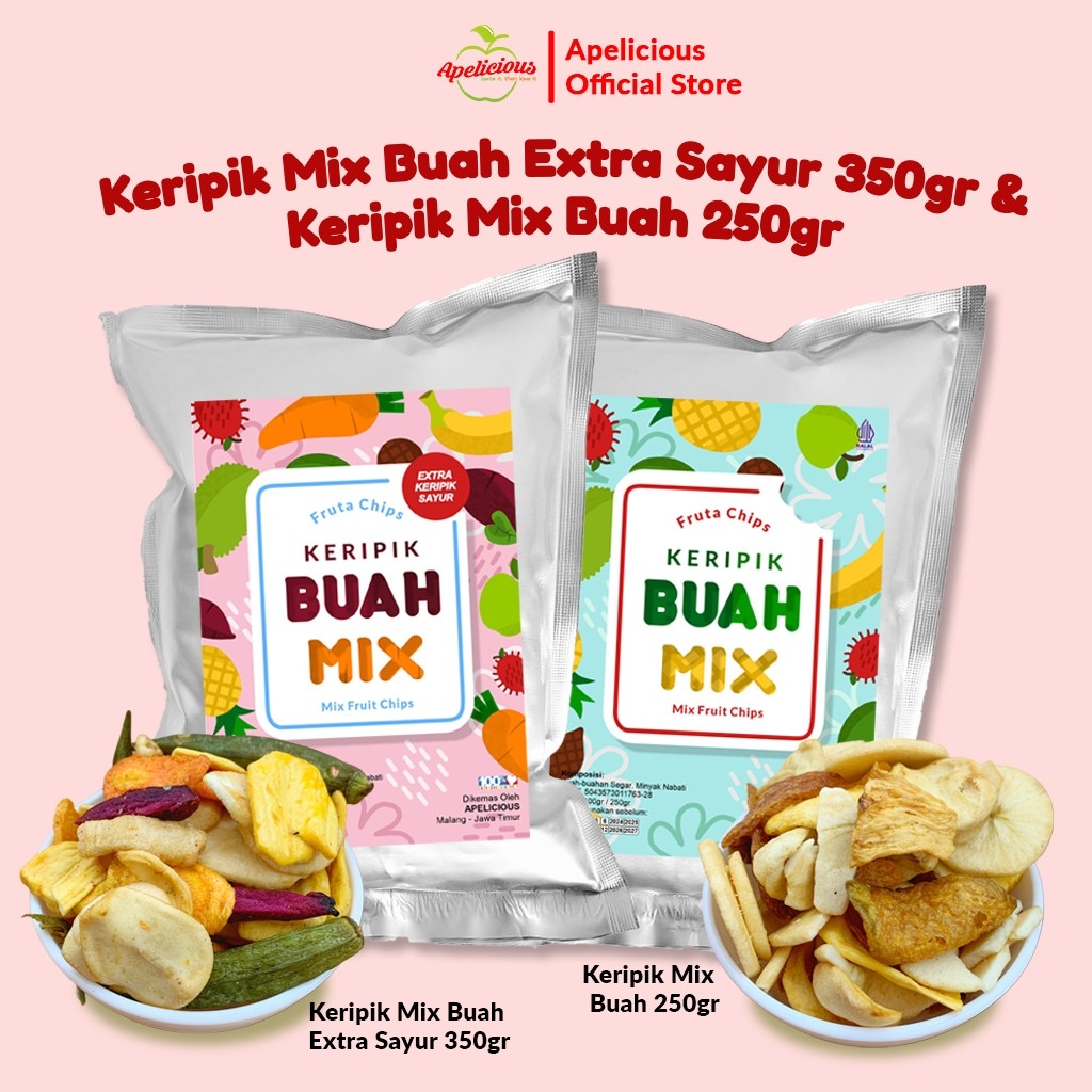 

ipunkfood APELICIOUS KERIPIK BUAH MIX 250g (MIX 6 BUAH) / KERIPIK BUAH SAYUR MIX 350g Fruta Apelicious