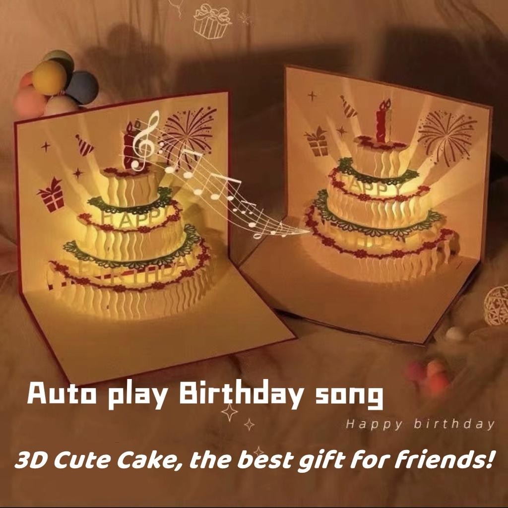 

【Bisa COD】Kartu Ucapan Pop Up 3D Happy Birthday Card /Ada Lampu Dan Musik / Tulisan Happy Birthday Dengan Amplop