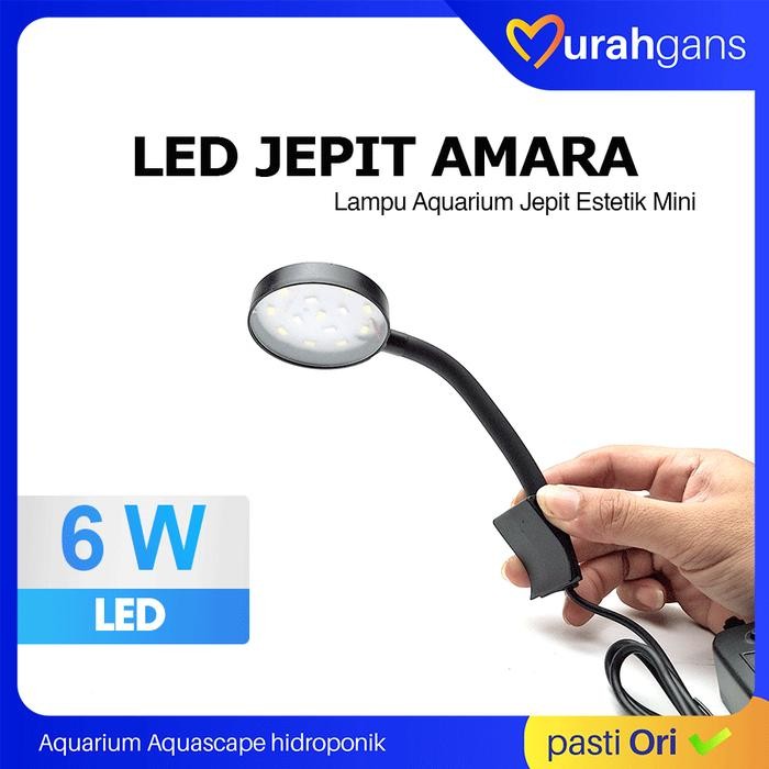 [TERLARIS] Lampu Jepit Aquarium Mini LED Aquarium Jepit Putih Biru Model Bulat Kotak[TERLARIS ]