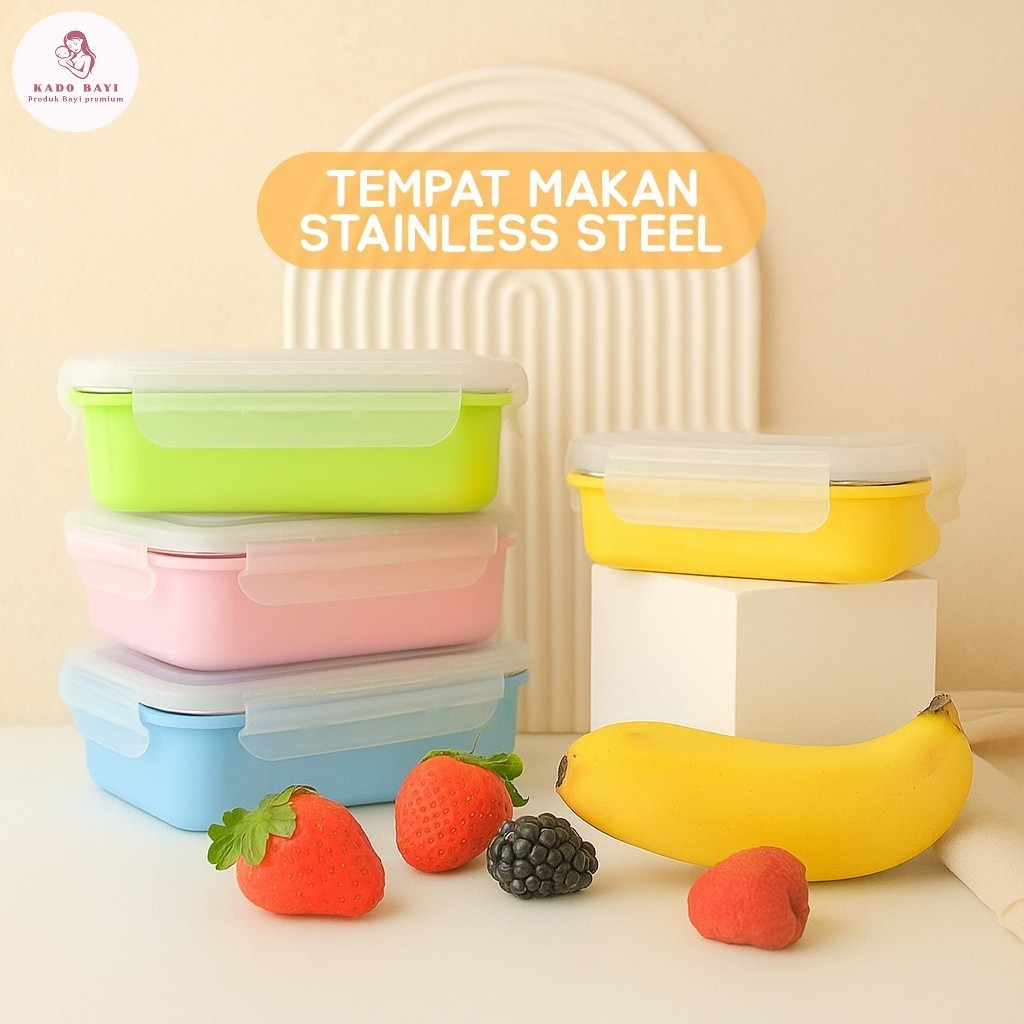 Kotak Makan Anak Stainless Steel Anti Tumpah 300-800 ML