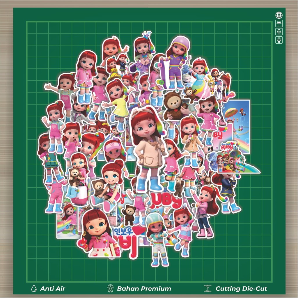 HOT 50 PCS STIKER Stiker Rainbow Ruby Cartoon Stiker Fashion Cars Decal Dingin Kartu Album Custom Vi