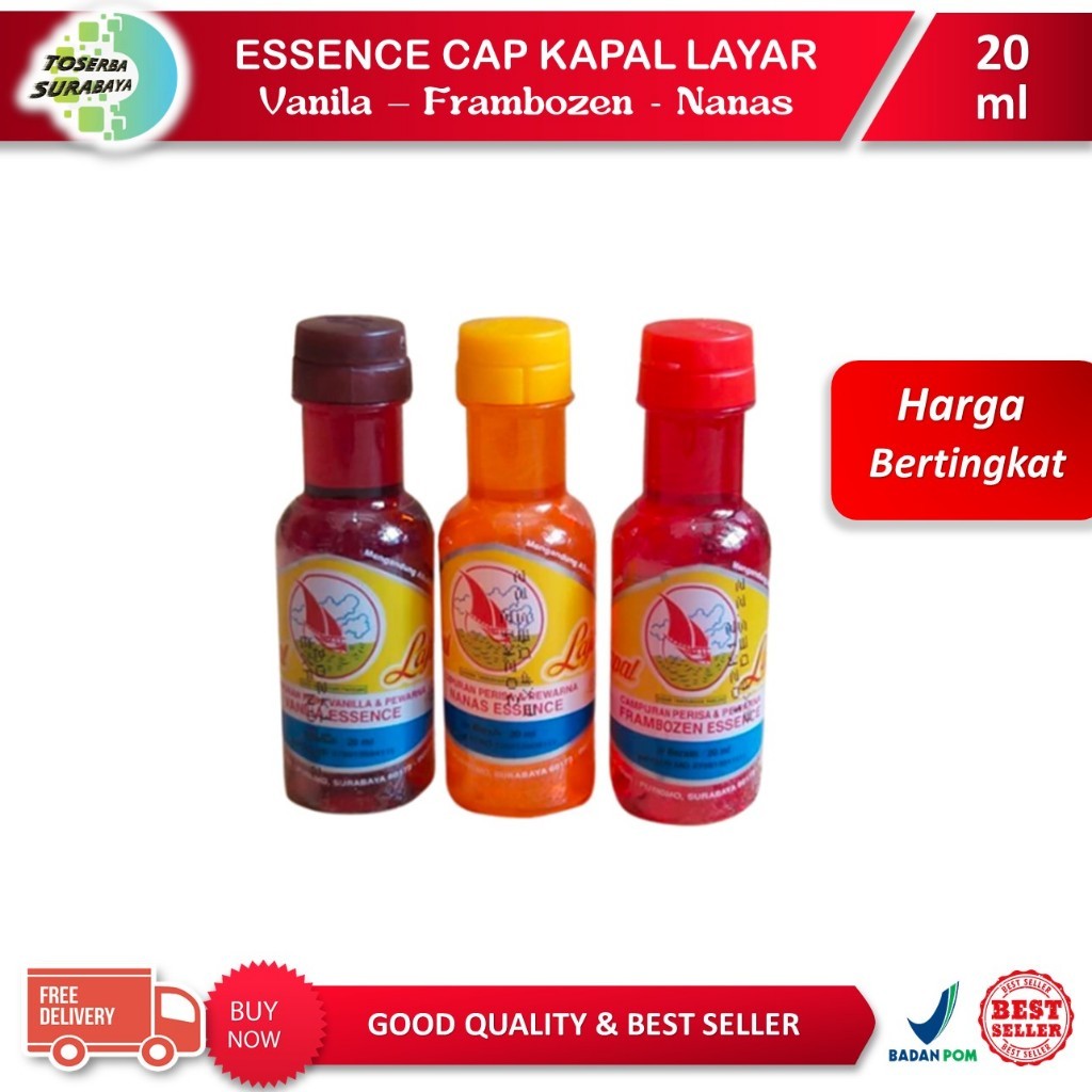 Essence Cap Kapal Layar 20ml (Vanila/Frambozen/Nanas) Esen Vanili - Frambos - Nanas