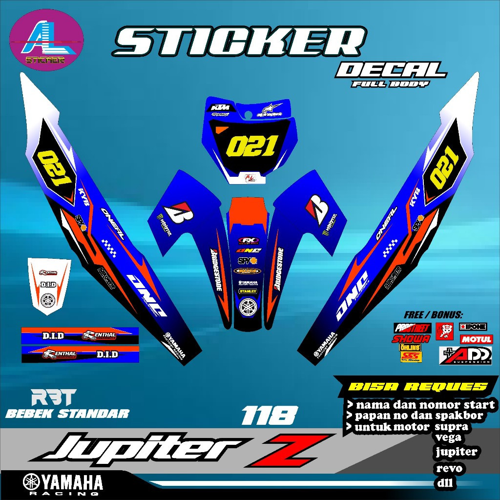 Decal Sticker Rbt Jupiter Z Old  Motor Rbt Bebek Modif Supermoto Yz Crf Klx Kx Ktm Rbt New Termurah