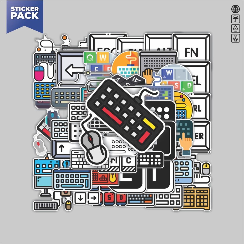 [100PCS]Stiker Pack Stiker Keyboard Aesthetic Vinyl Anti Air Dekorasi Sticker Laptop Buku Journal Ko