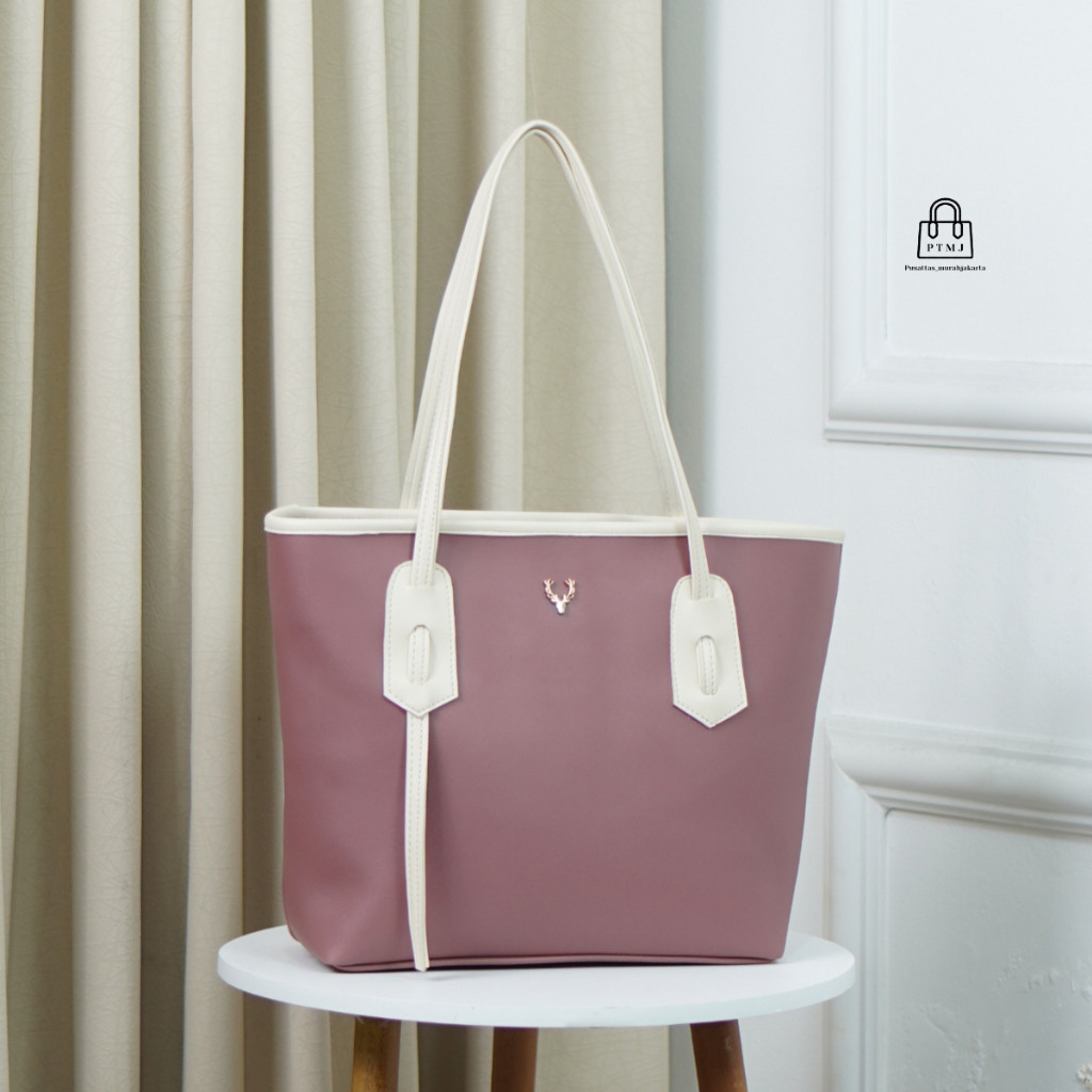 [𝐄𝐥𝐞𝐠𝐚𝐧𝐳𝐚] Tas Tote Wanita Warna Dusty Pink – Fashion Kekinian untuk Kerja & Kuliah