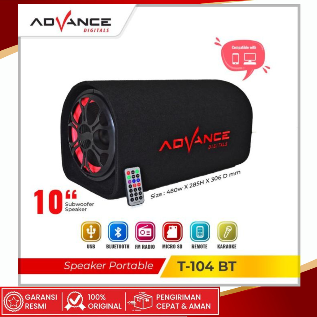 ADVANCE T104 BT Speaker Bluetooth Bass Subwoofer 10 Inch