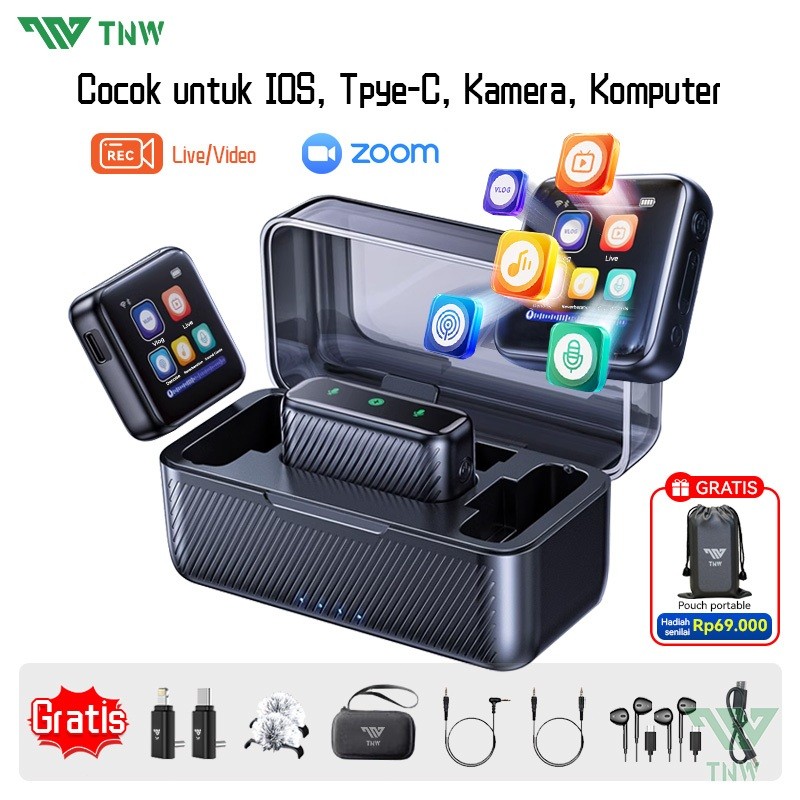 BYN  Wireless Microphone Clip On Mic Hp dan Kamera Lavalier Mikrofon untuk Live Vlog Tiktok Youtube 