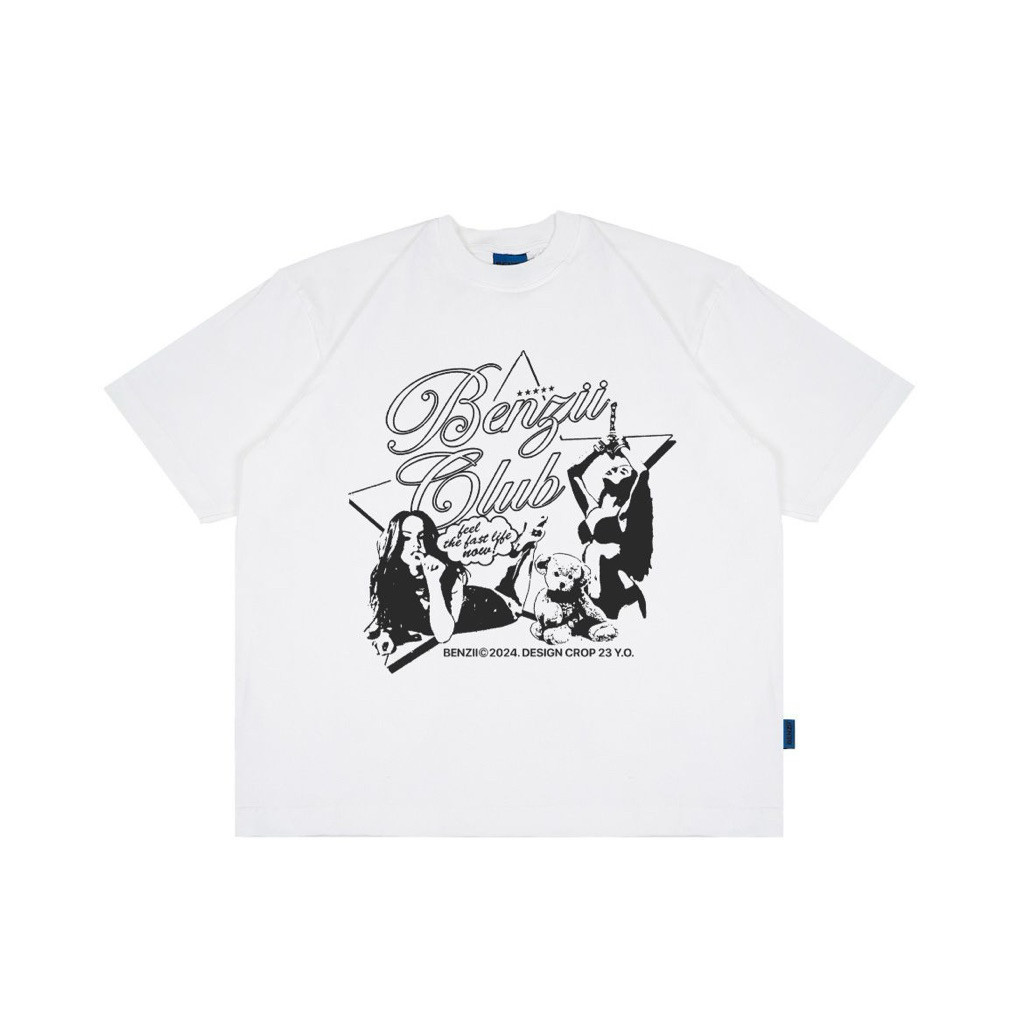 (COD) BENZII CLUB - T Shirt 16s Oversized Semi Boxy Fit Tee Heavy Cotton Wallace White