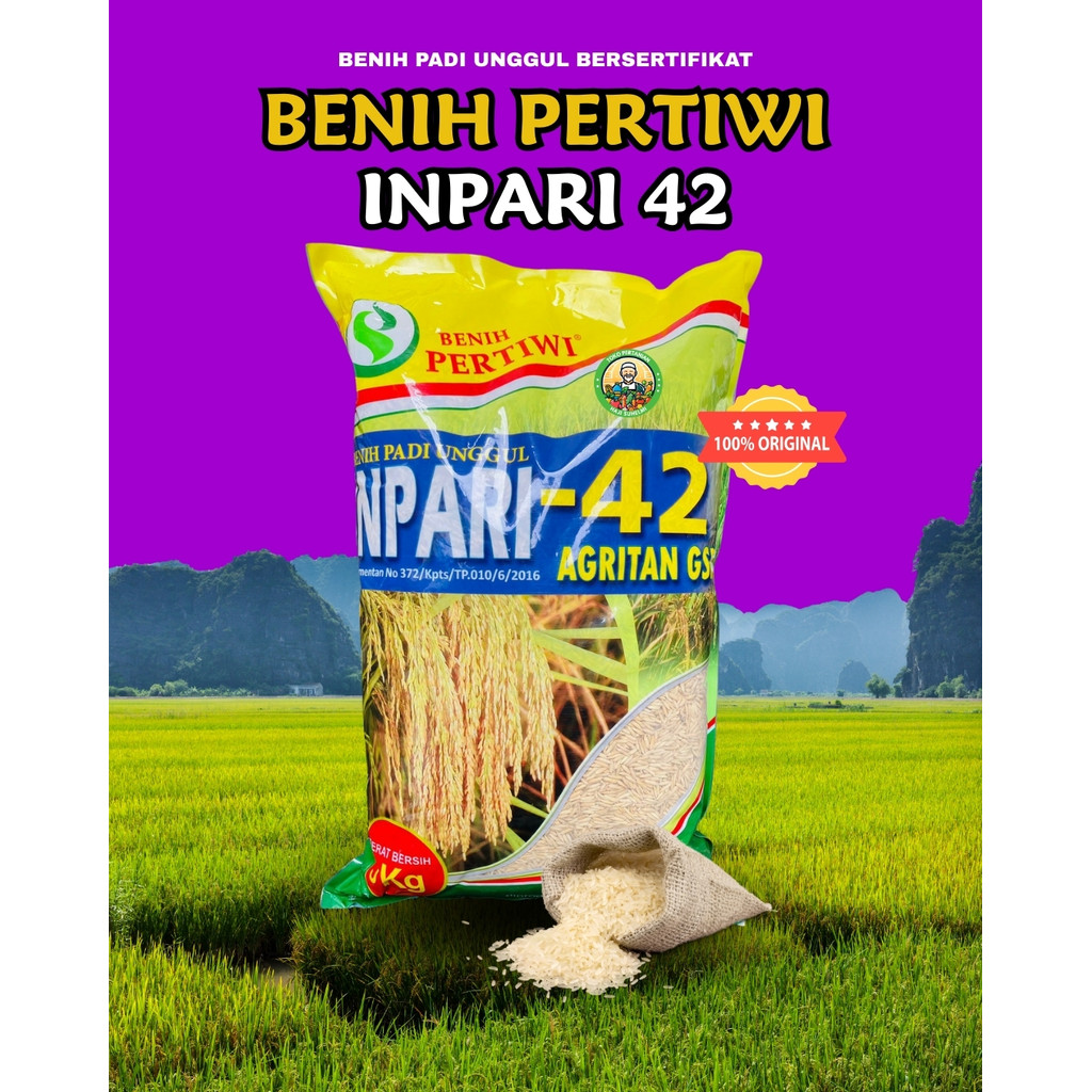 Benih padi unggul INPARI 42 AGRITAN GSR isi 5 kg dari benih pertiwi