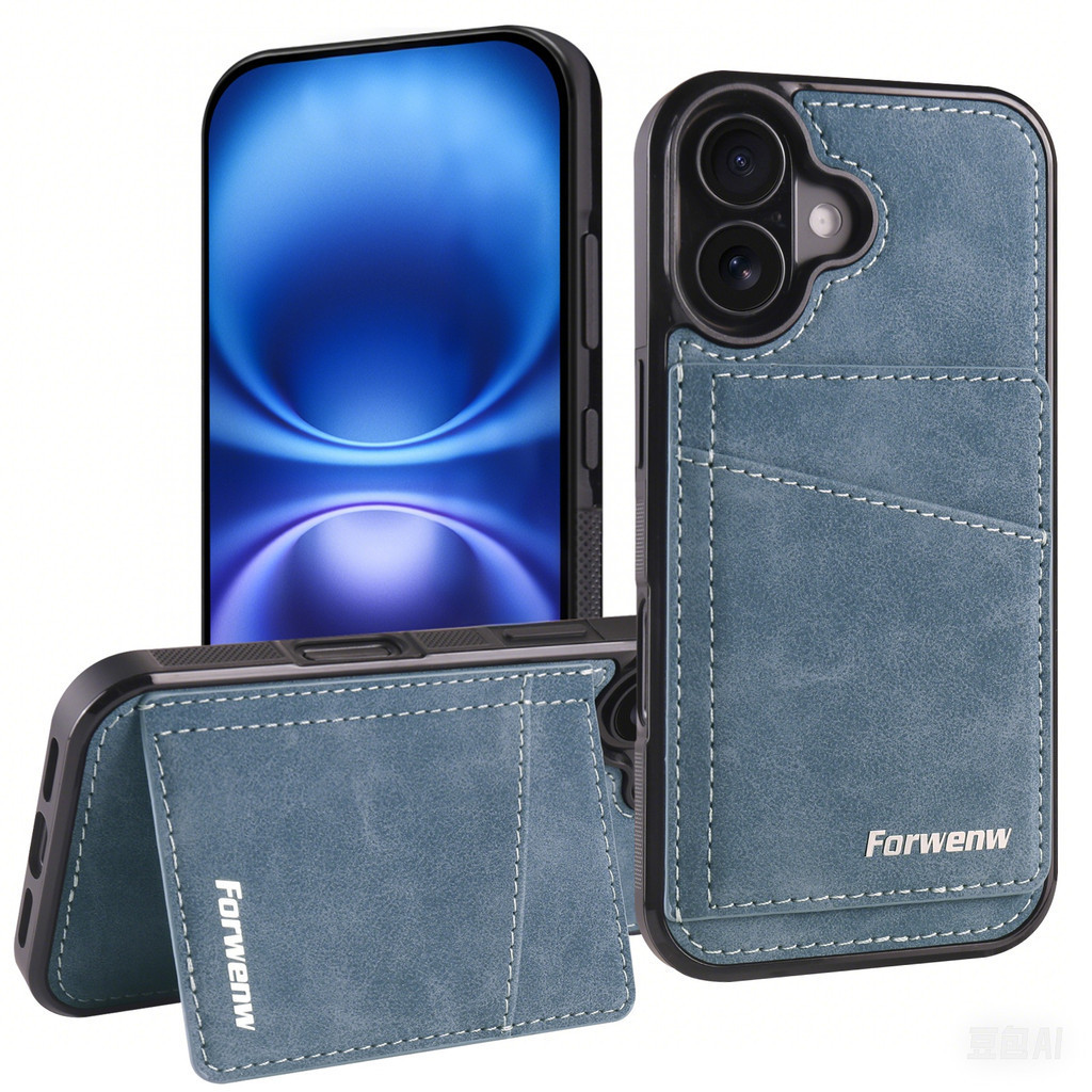 Phone Case for iPhone 16 Pro Max 15 14 Plus 12 13 mini Retro PU Leather With Card Holder Slots Pocke