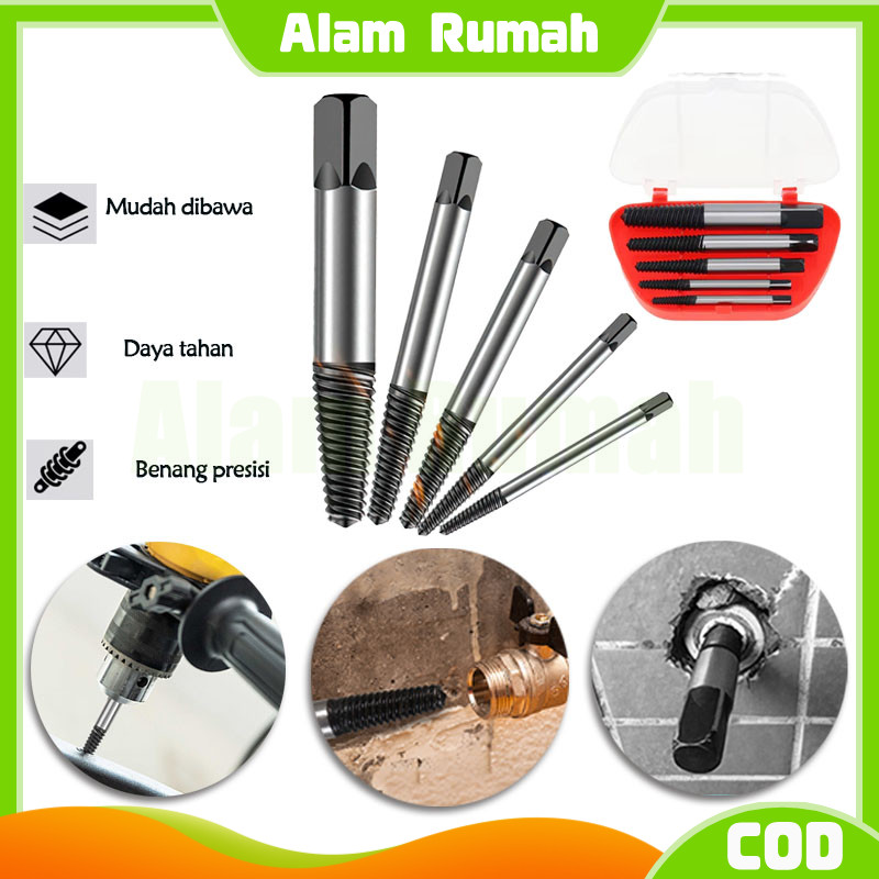 tools screw extractor set 5pcs/screw extractor set/screw extractor balik set pembuka baut patah/