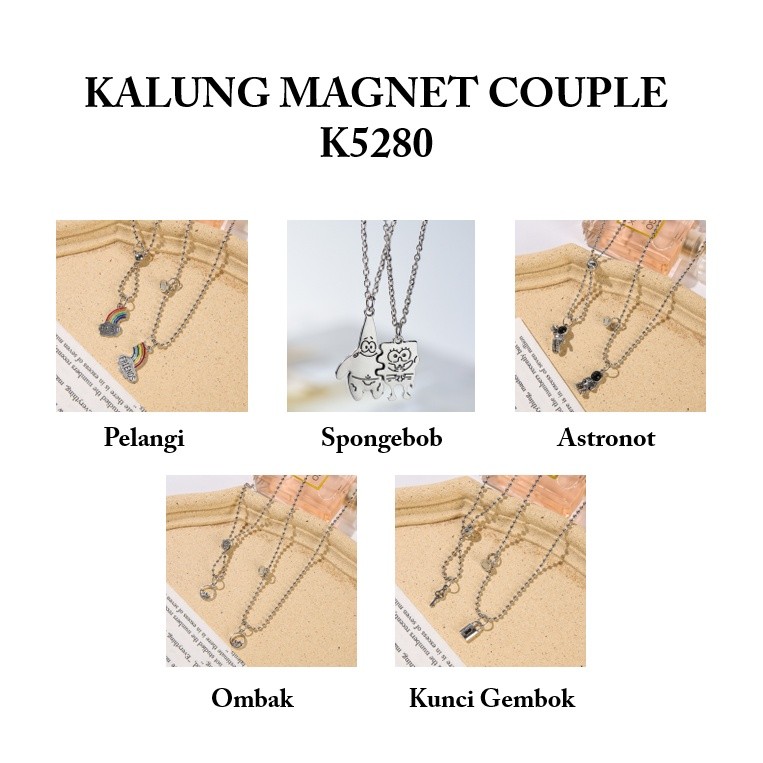 K5280 Kalung Couple Magnet 2 PCS / Kalung Pasangan Pria & Wanita / Bracelet Couple Magnet / Kalung B