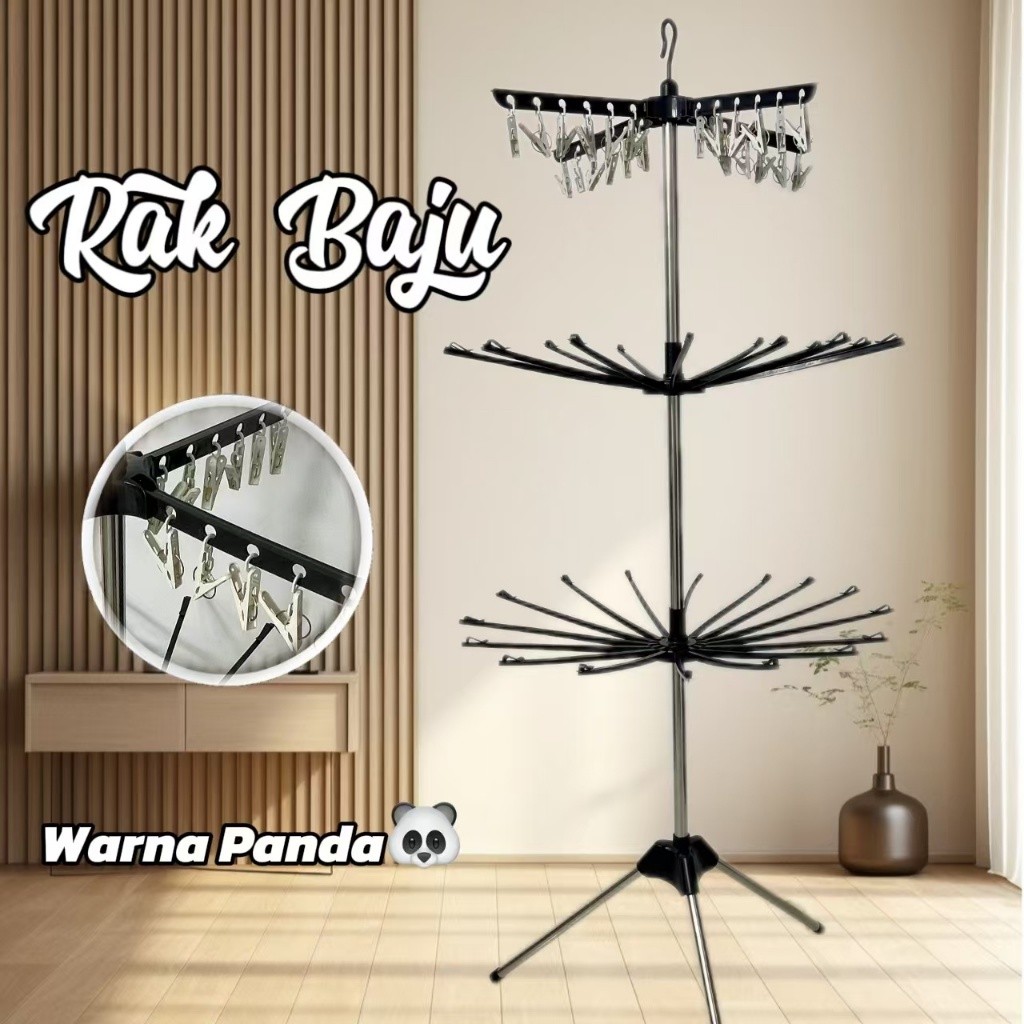 LVB9U Rak Jemuran Portable Menara Susun Kuat Lipat Baju Bayi Handuk Minimalis Modern Hemat Ruangan P