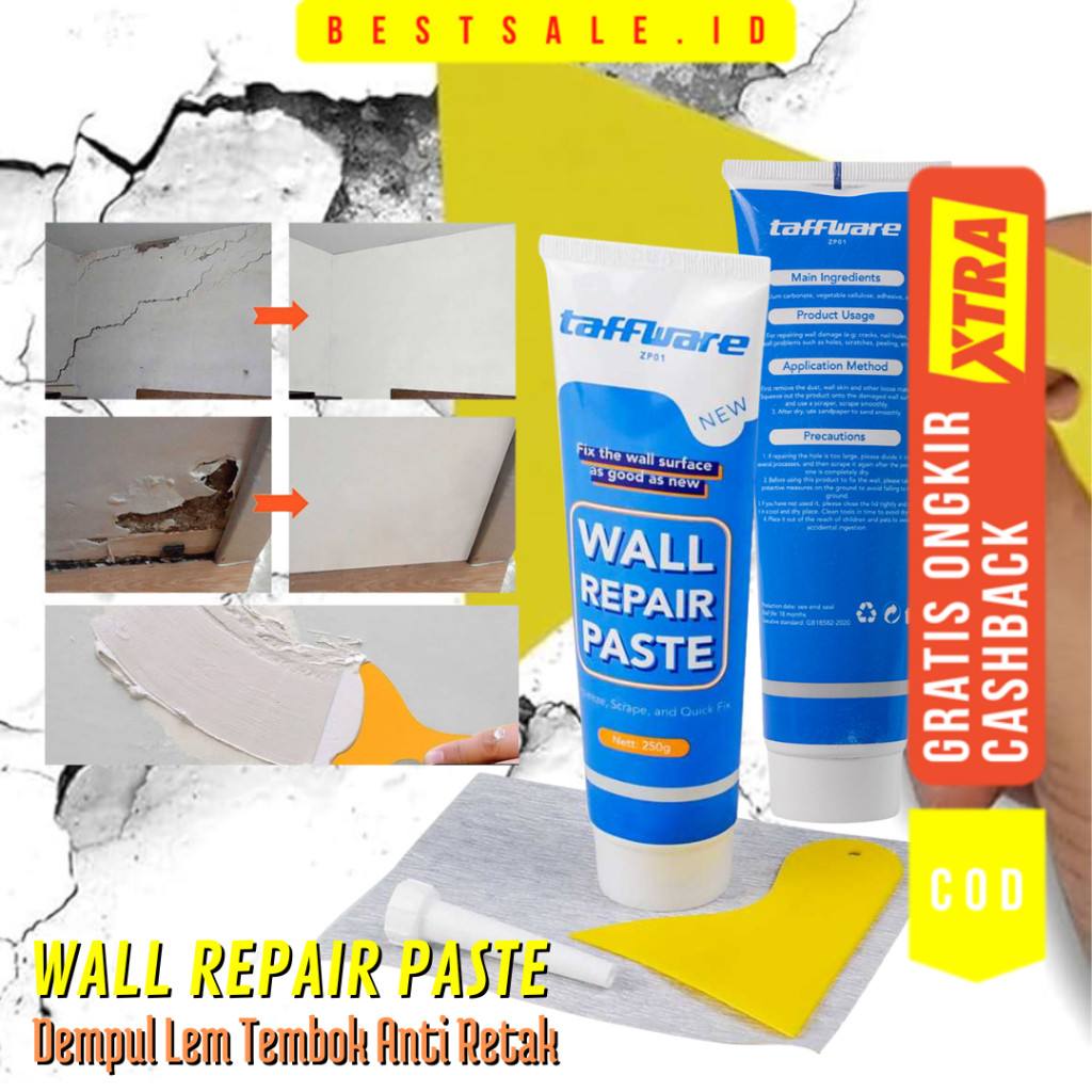 Wall Repair Paste Cream 250g - Dempul Perbaikan Tembok Dinding Retak -  Lem Perekat Tembok Retak