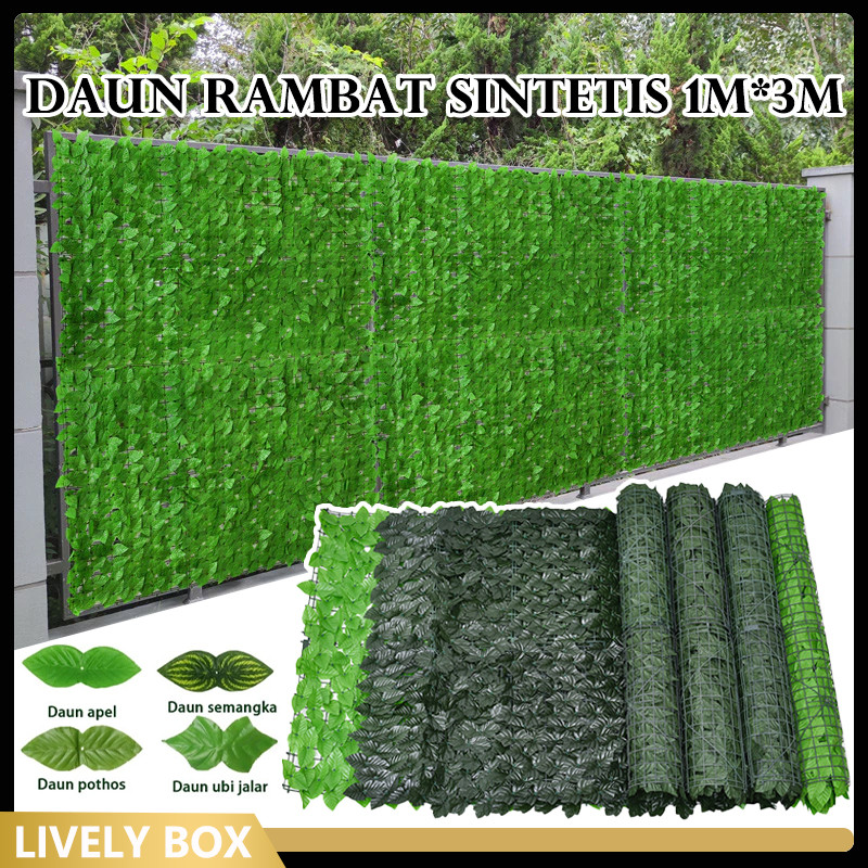 Daun Rambat Sintetis 1M X 3METER /Artificial Flower Daun Dekorasi Dinding Rambat Hijau Sintetis Tana