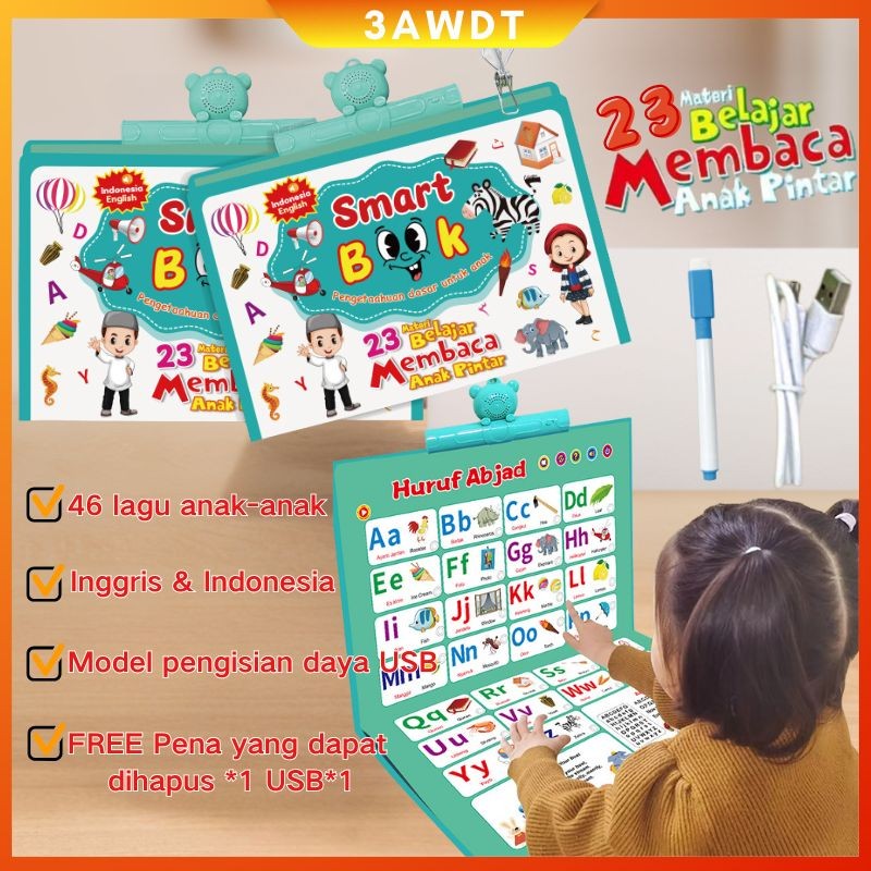 [COD] (free pena)23 Materi Smart BooK+46 lagu anak-anak Bersuara Indonesia Inggris Mainan Anak Buku 