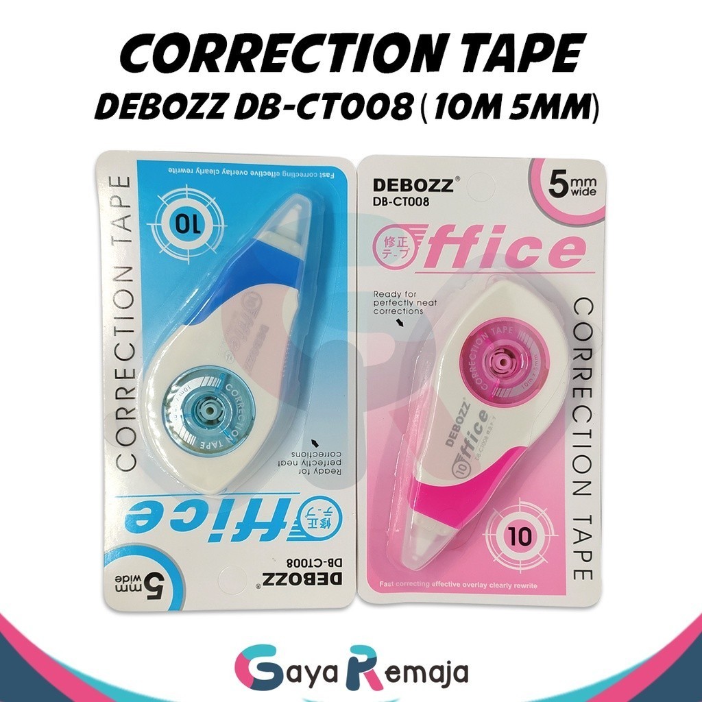 Tipe X Roll / Debozz DB-CT008, DB-CT007, DB-CT013, DB-1007 Correction Tape 10m x 5mm / Stipo Kertas 