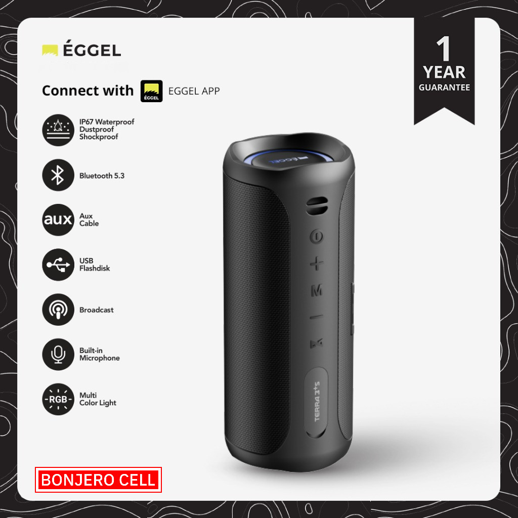 Eggel Terra 3 Plus S Waterproof Portable Bluetooth Speaker with RGB Light