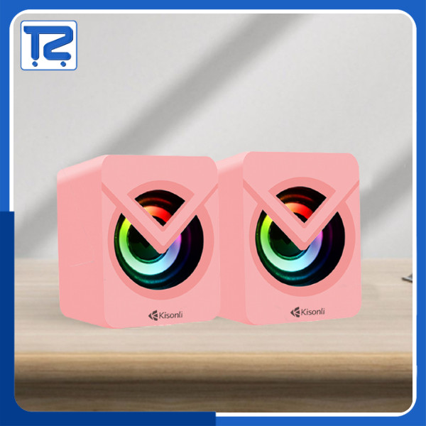 KISONLI - Speaker 2.0 Komputer/Laptop Multimedia Lampu LED L-1040 Pink